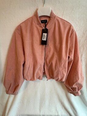 White Fox What Did I Miss Faux Suede Jacket Blush